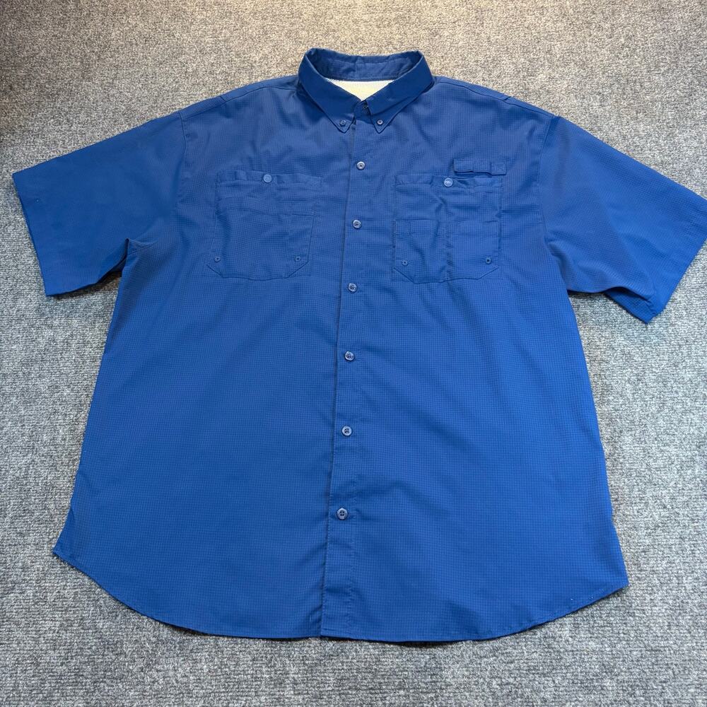 Columbia Mens 2XL XXL PFG Blue Button Down Shirt Casual Fishing Hunting Outdoor